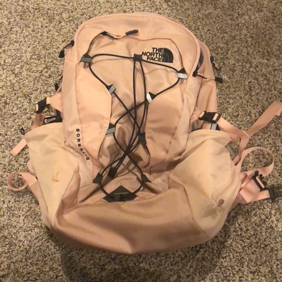 blush pink north face backpack